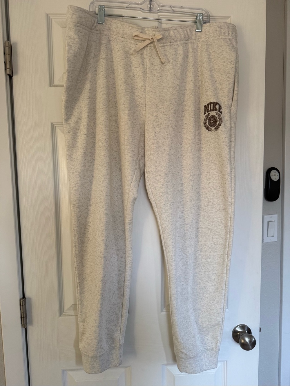 Nike Women’s Cream Heather Sweatpants with Brown Logo